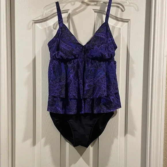 Miraclesuit Purple and Black Paisley Swimsuit excellent condition - Picture 1 of 6